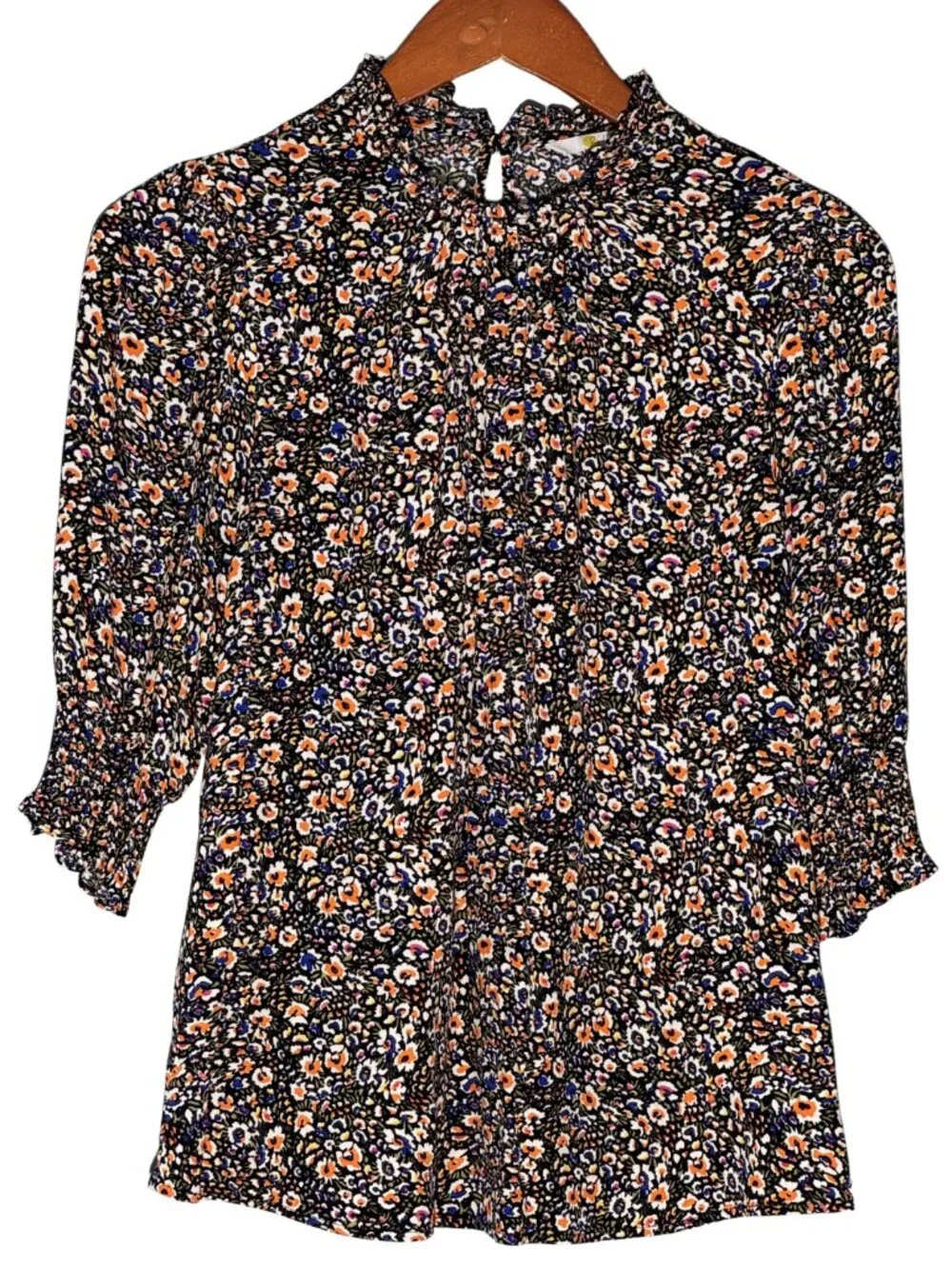 Boden Smocked Detail Printed Top in Multi Eden Bloom